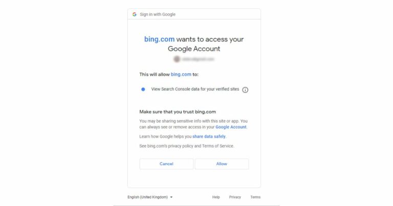 Grant Access to Bing