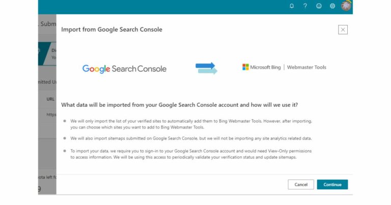 Import from Google Search Console