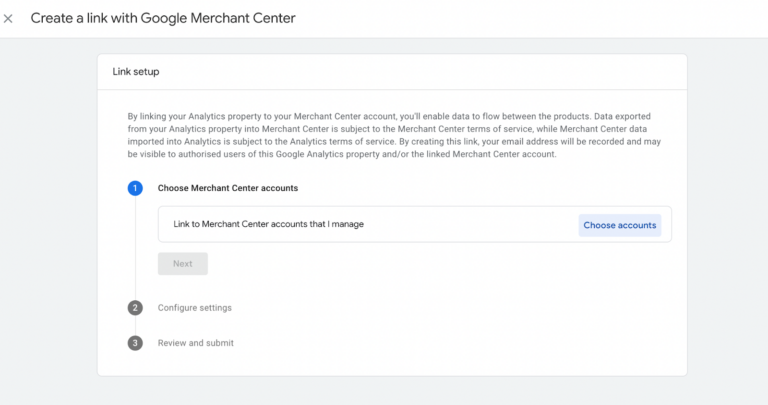 Google Merchant Center and GA4 linking