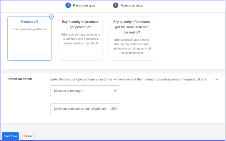 Product Promotion: How to create percentage off discounts